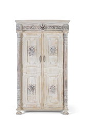 GINER Y COLOMER Armoire de deux portes en bois de manguier blanc vieilli